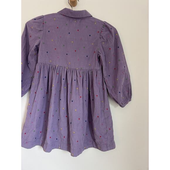 Mini Boden Puff Sleeve Shirt Dress in Aster Purple Embroidered Dotted 6-7 EUC - Picture 3 of 5